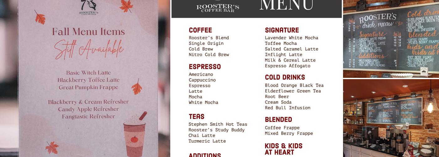 Rooster's Coffee Bar Menu