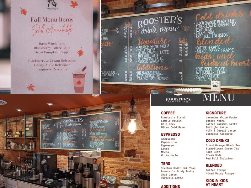 Rooster's Coffee Bar Menu