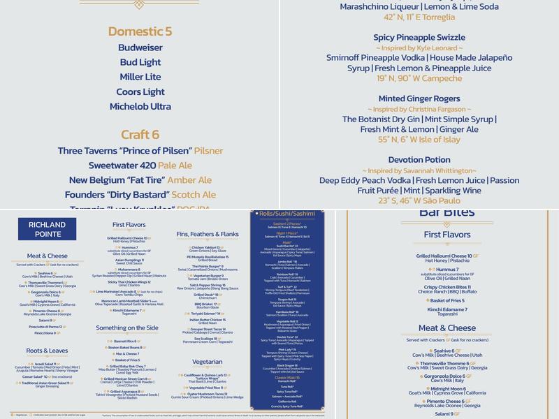 Richland Pointe Restaurant Menu