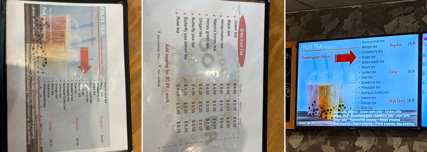 BobaTea Menu