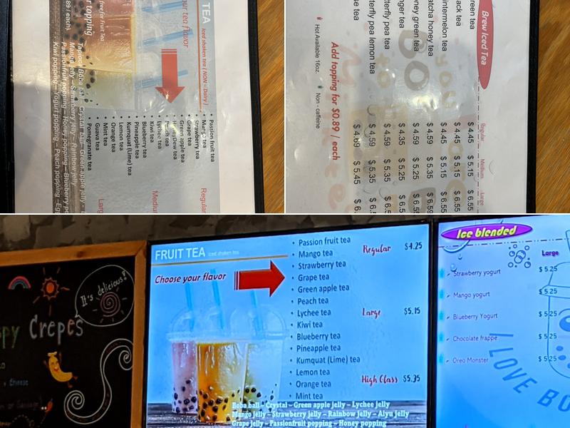 BobaTea Menu