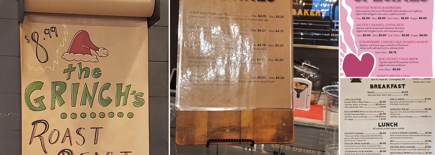 Shine Coffee Co. Menu