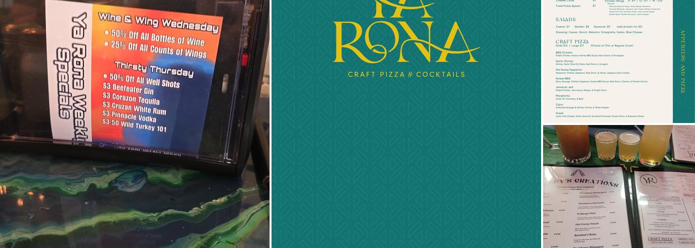 Ya Rona Craft Pizza and Cocktails Menu