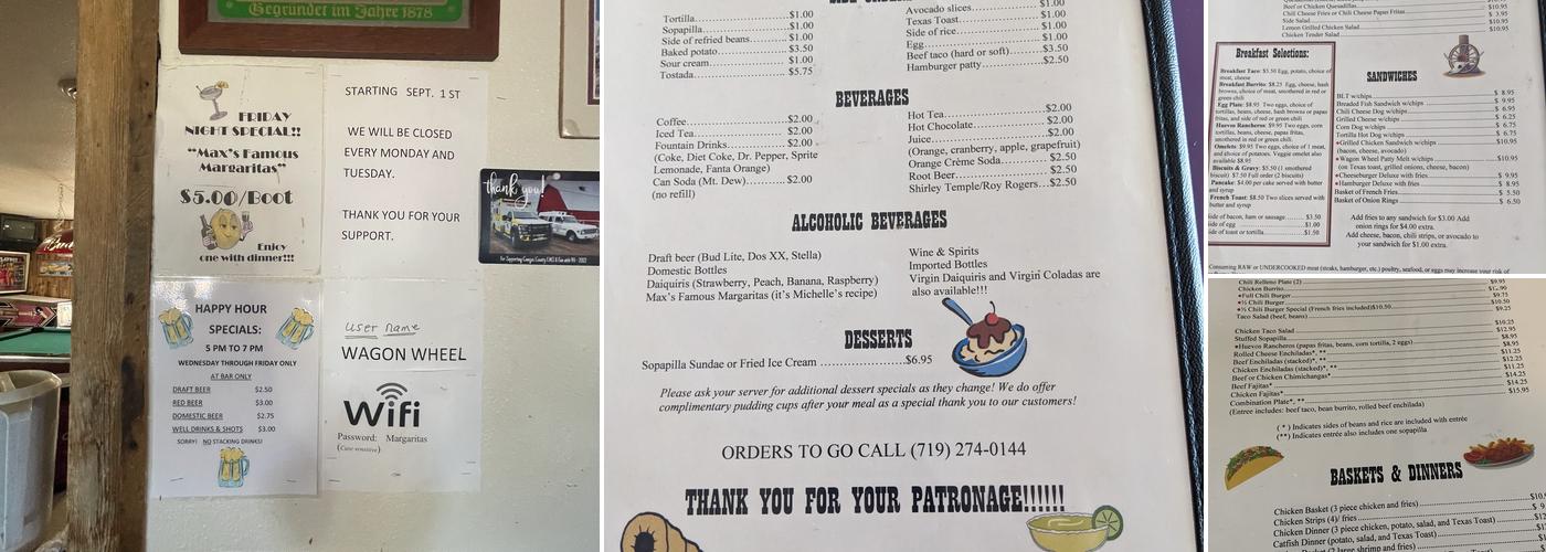 Wagon Wheel Restaurant Menu