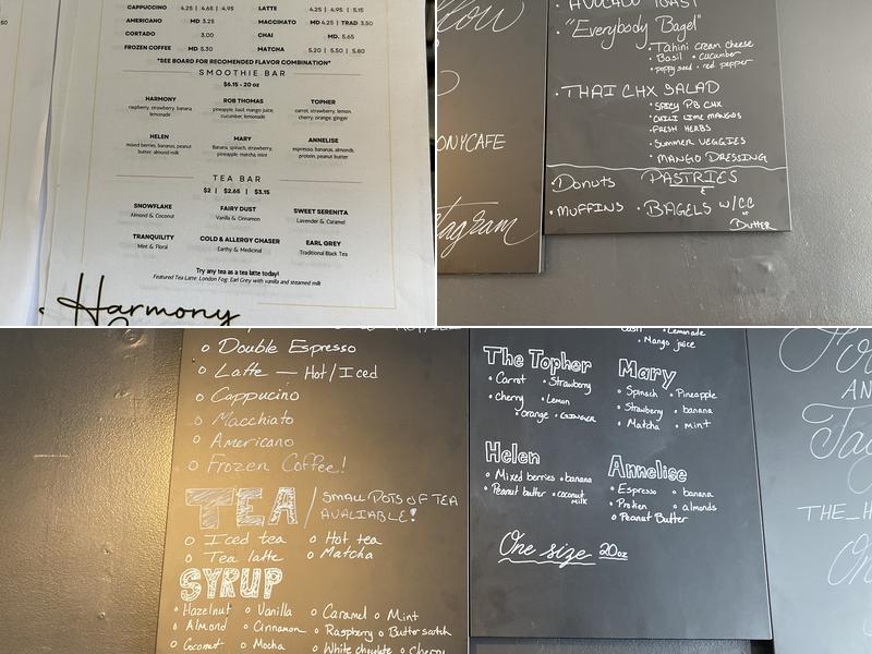 Harmony Cafe Menu