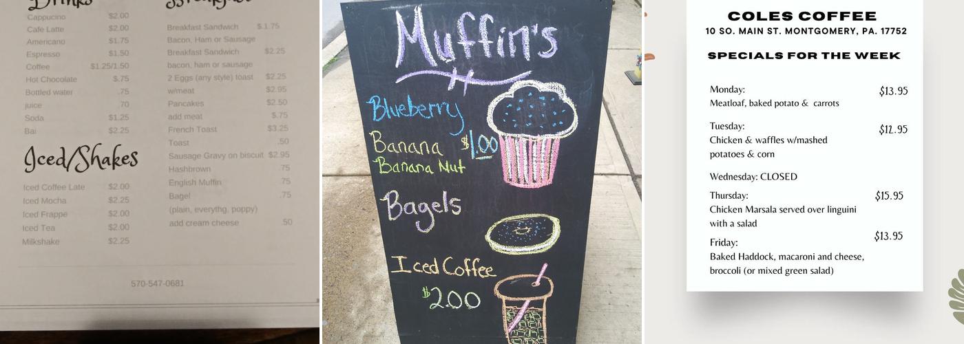 Coles Coffee & cafe Menu