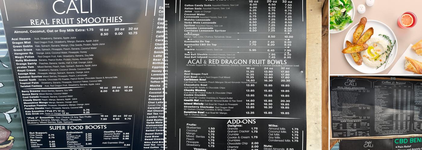 Cali Cafe Menu