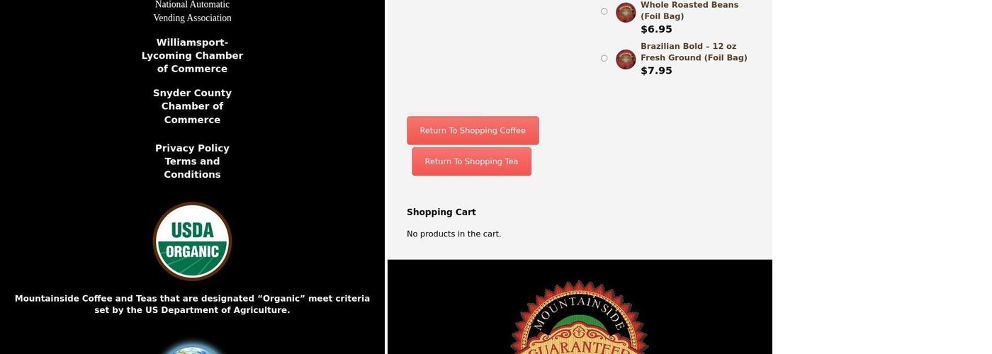 Mountainside Coffee Menu