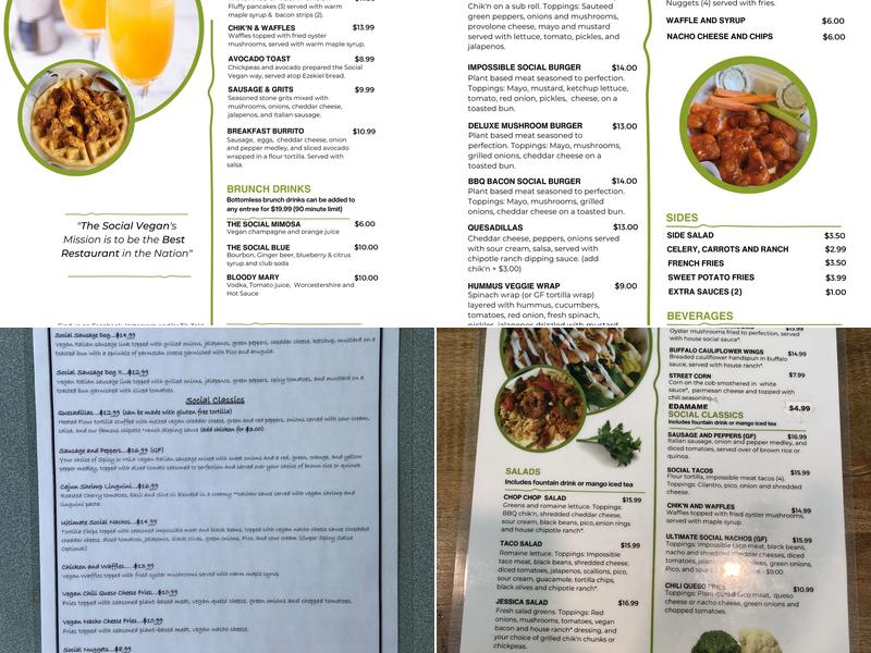 The Social Vegan Menu
