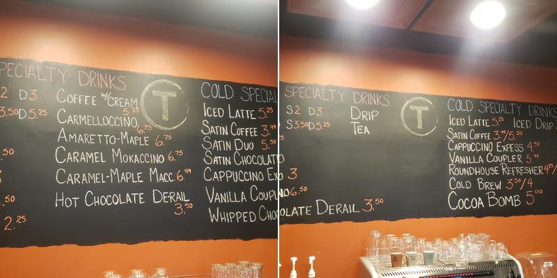 Trackside Coffee Menu
