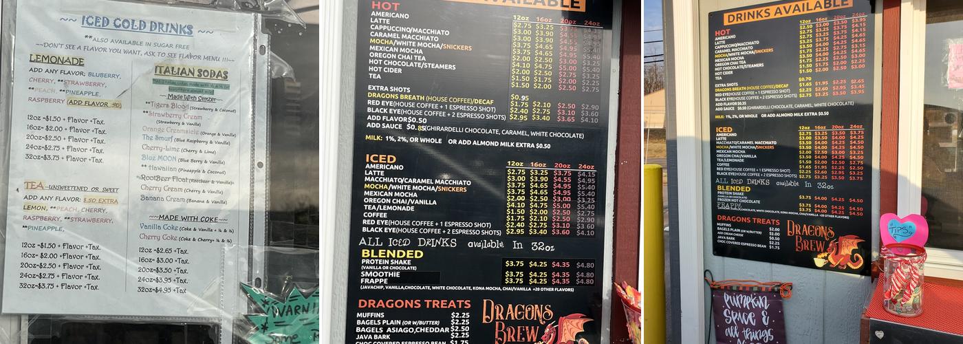 Dragon's Brew Menu
