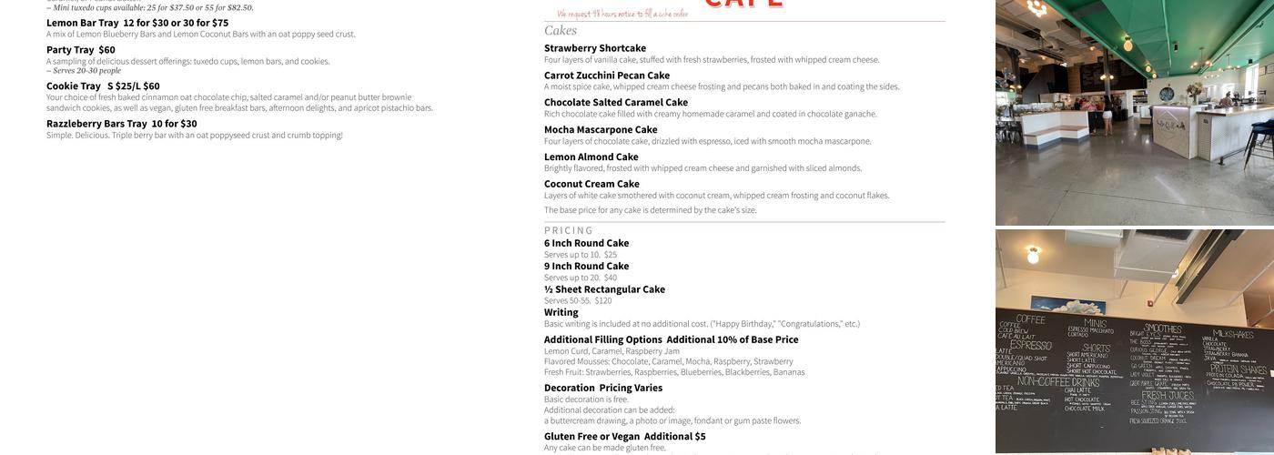 Be Well Bakery and Cafe Menu