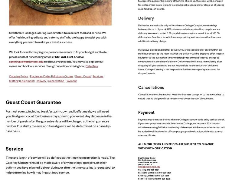 Science Center Cafe Menu