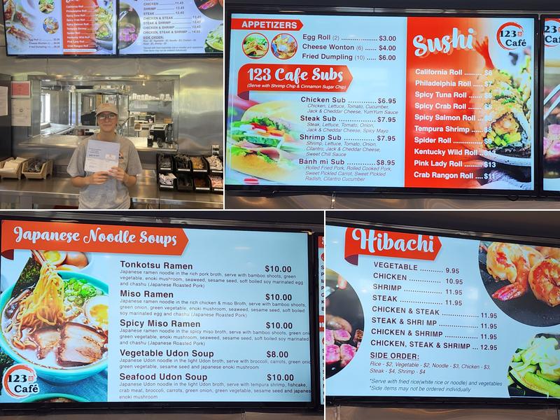 123 Cafe Menu