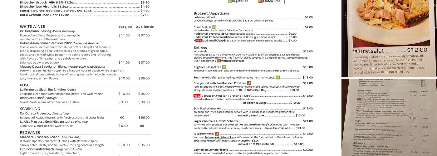 KANTINE Biergarten Wine Bar Eatery Menu