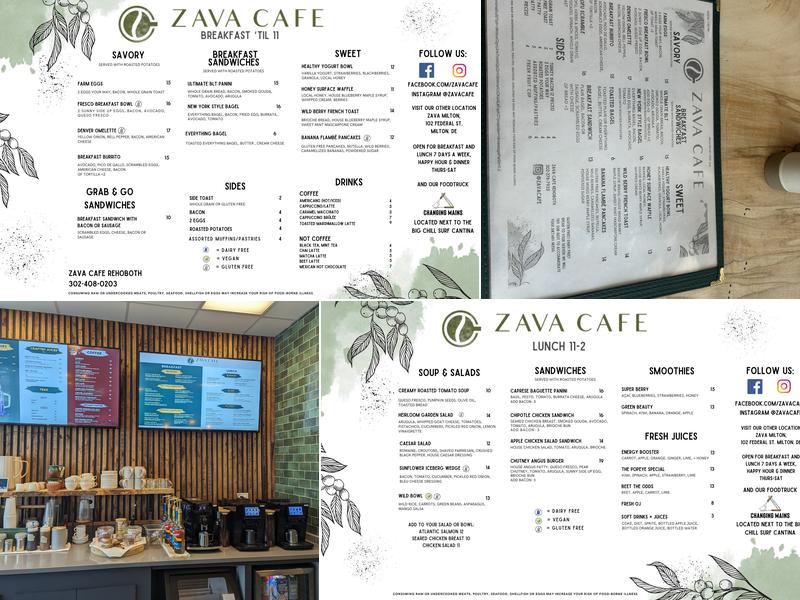 ZAVA CAFE Menu