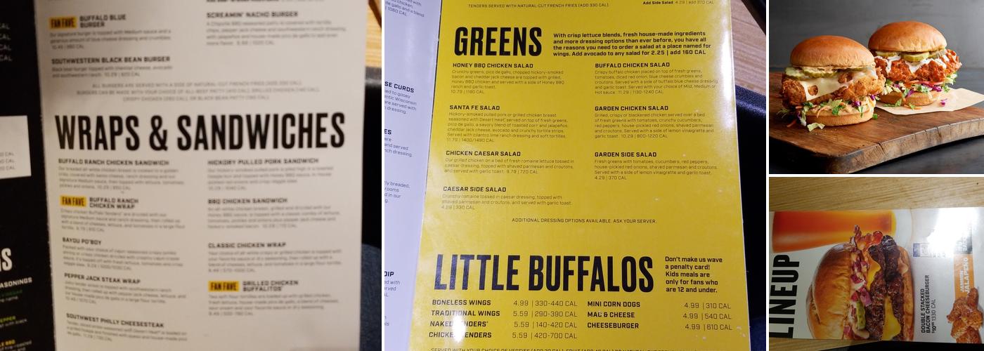 Buffalo Wild Wings Menu