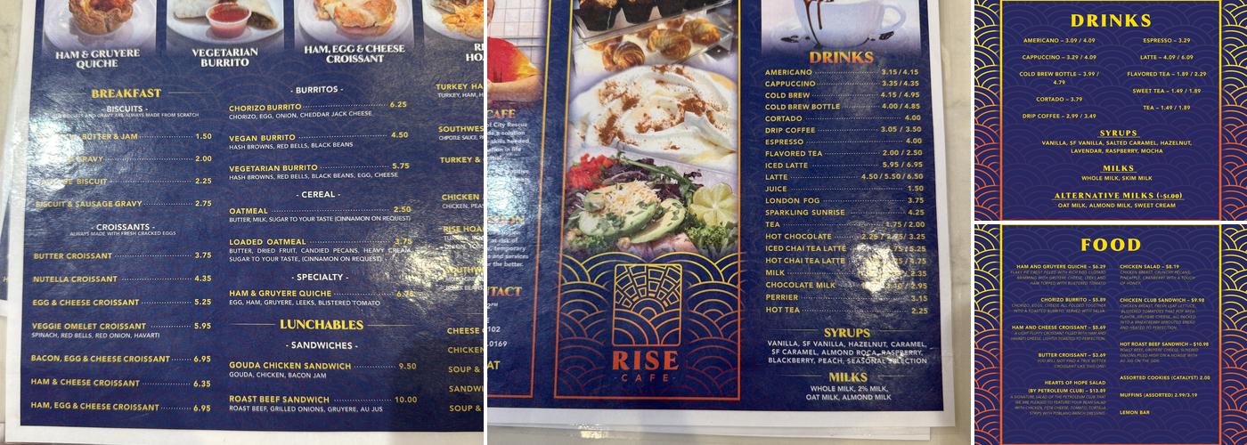 Rise Cafe Menu