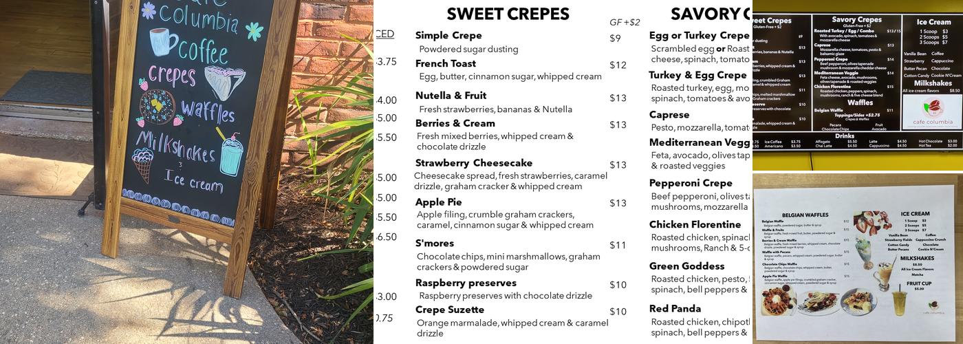 Cafe Columbia Menu