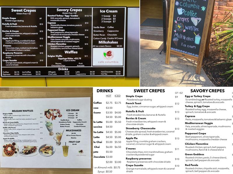 Cafe Columbia Menu