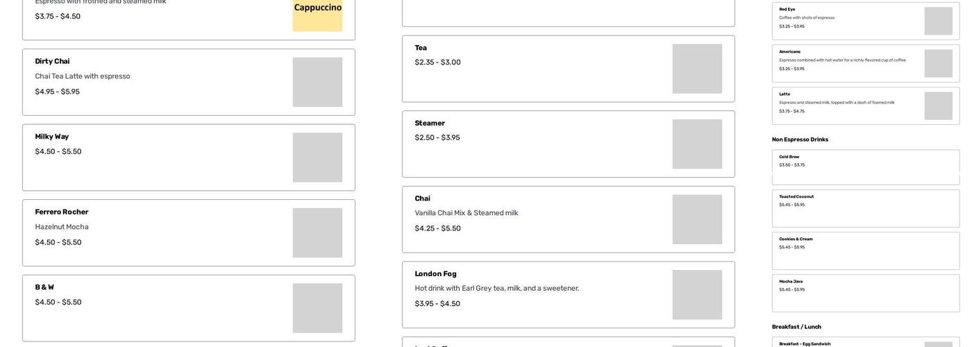 BLC CAFE Menu