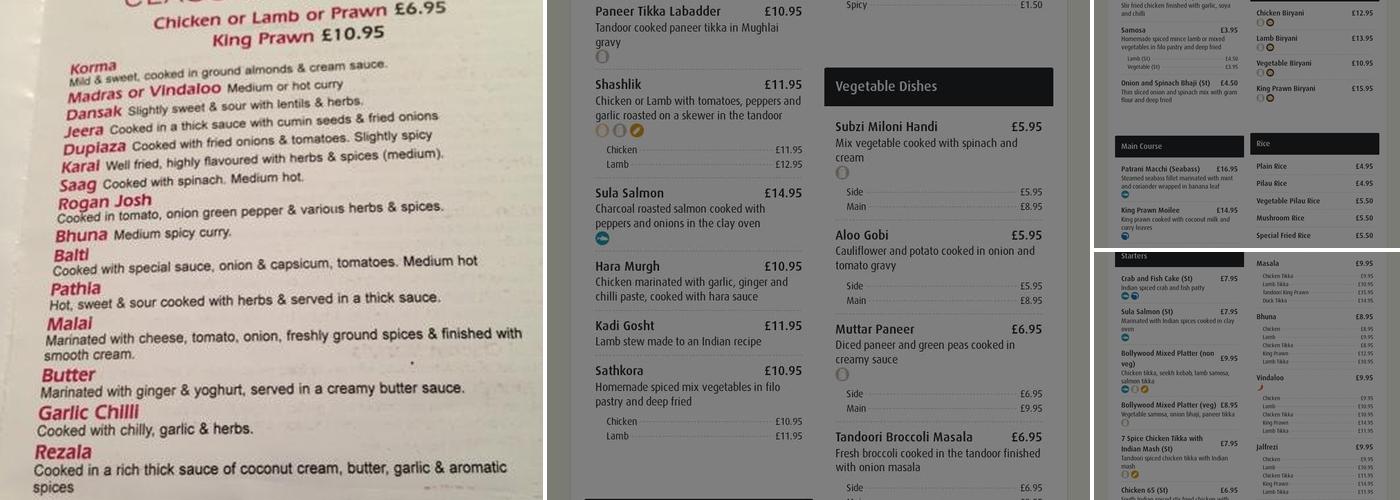 Bollywood Indian Restaurant Menu