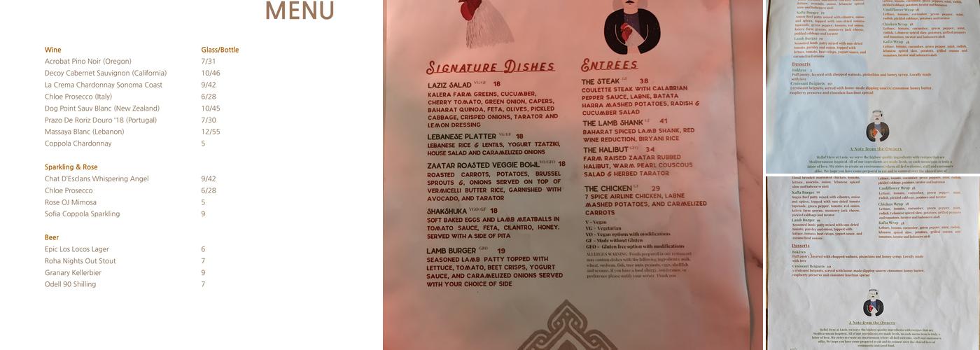 Laziz Kitchen Downtown Menu