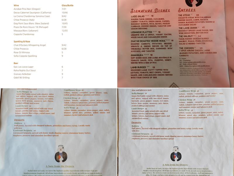 Laziz Kitchen Downtown Menu