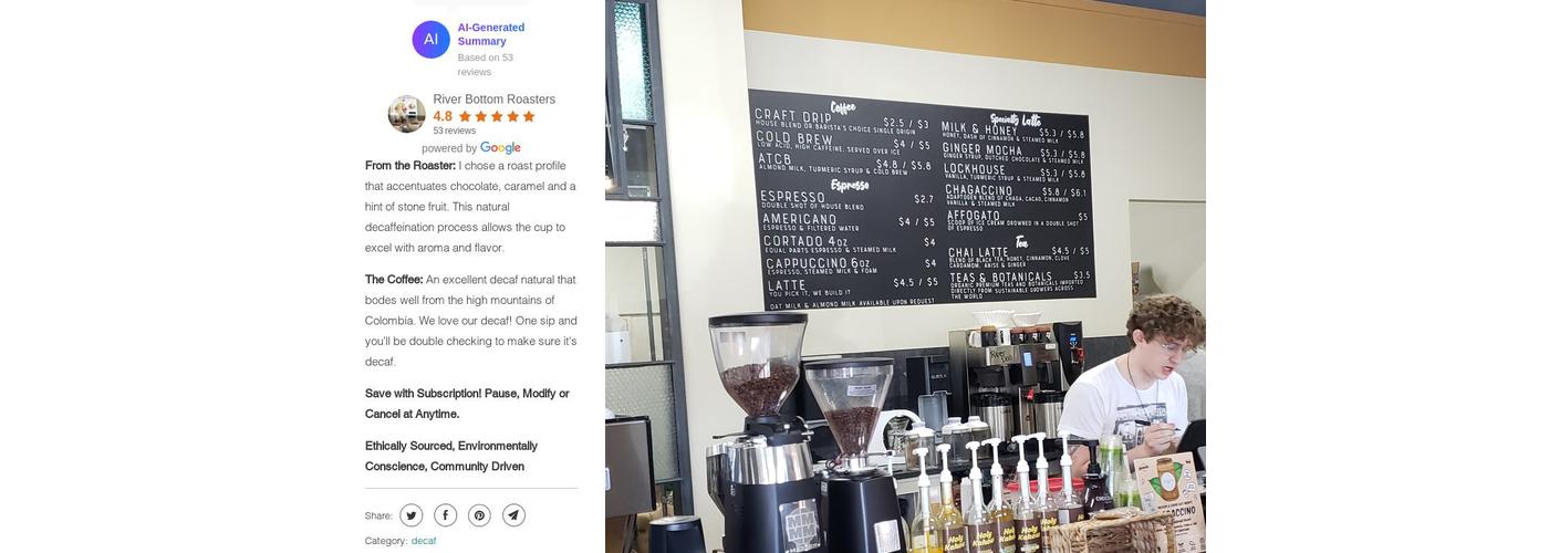 River Bottom Roasters Menu