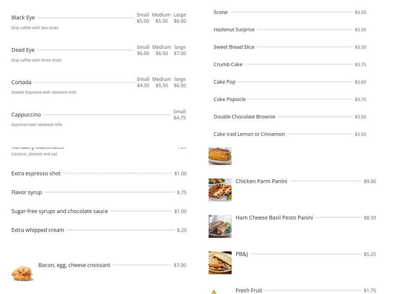 Coffee Common Grounds Menu