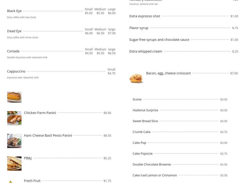 Coffee Common Grounds Menu