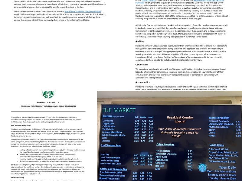 Starbucks Menu