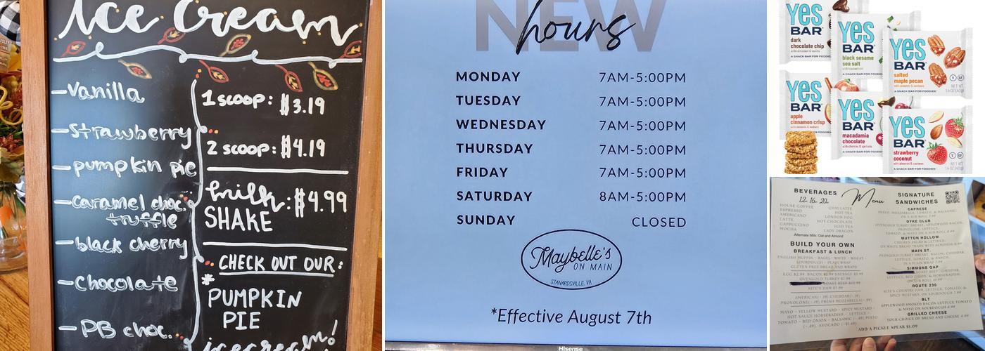 Maybelle's on Main Menu