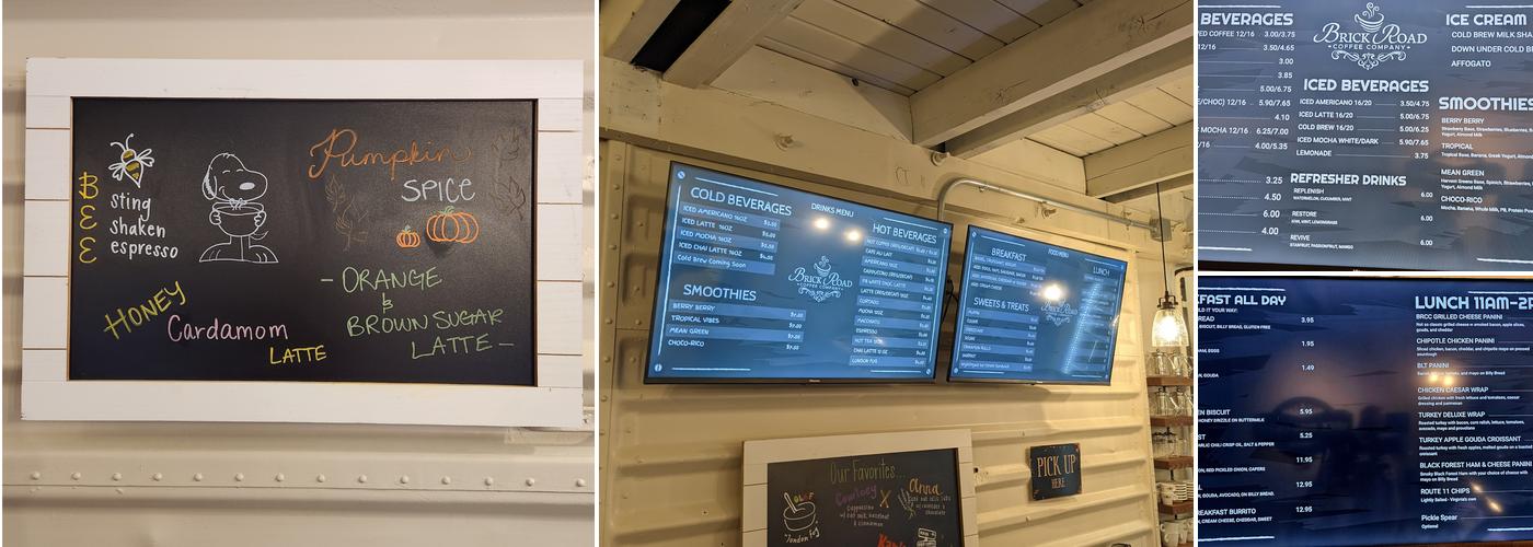 Brick Road Coffee Company Menu