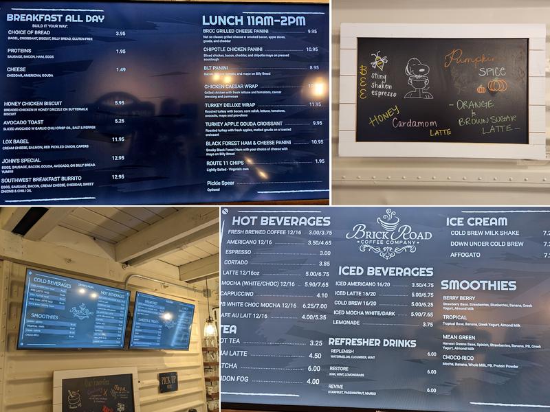 Brick Road Coffee Company Menu