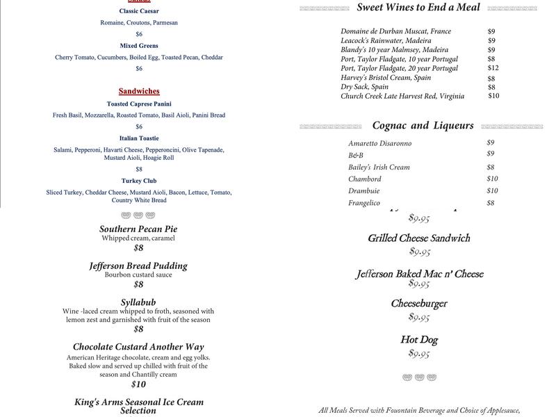 The Cupboard Menu