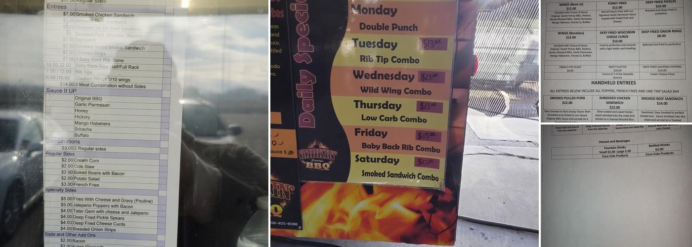 Smokin' Franny's BBQ Weiser Menu