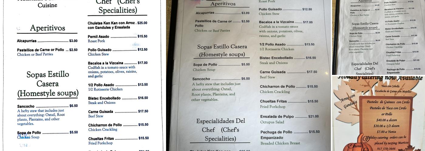 Casa Adela Menu