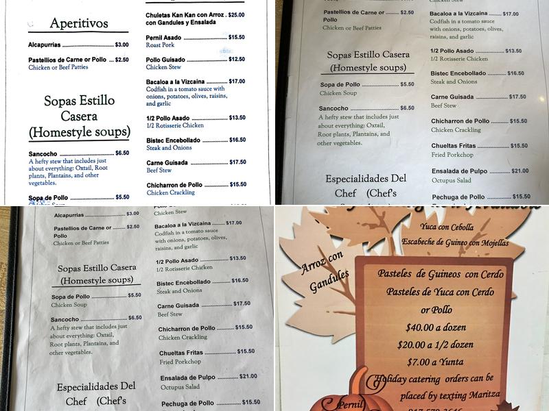 Casa Adela Menu