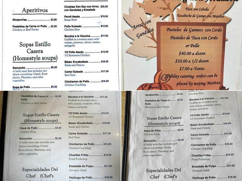 Casa Adela Menu