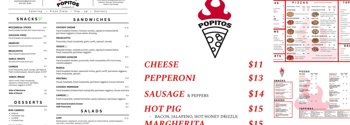 Popitos Pizza Menu