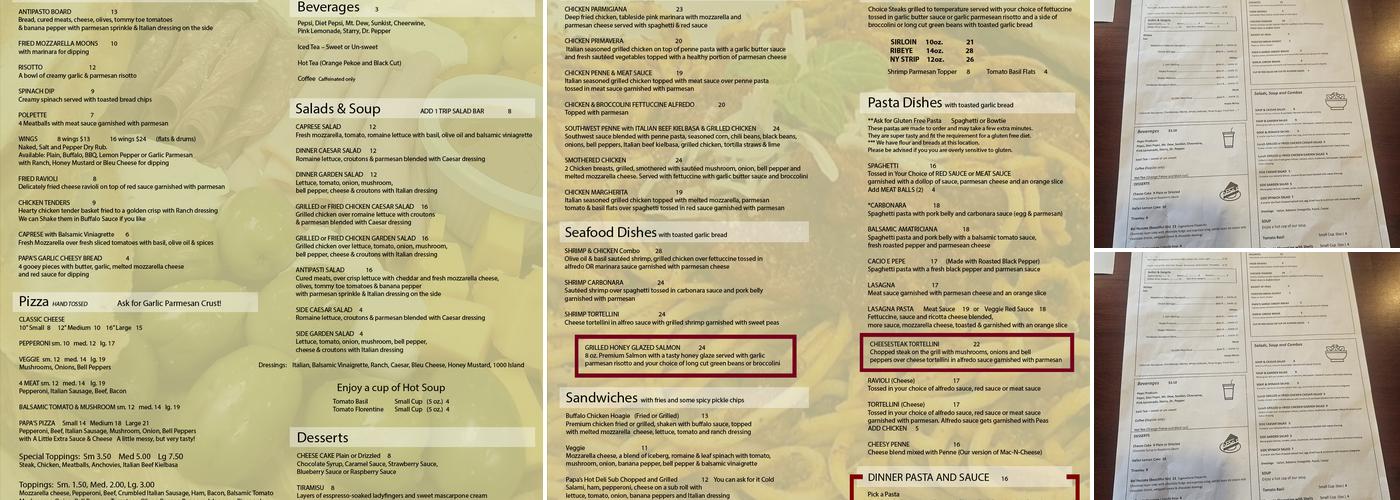 Papa Cibo Menu