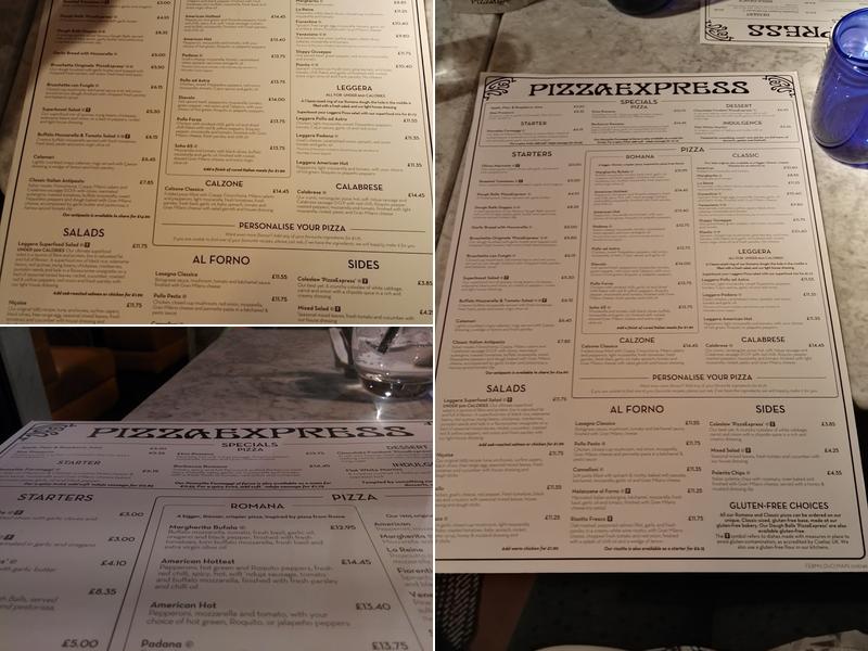 Pizza Express Menu
