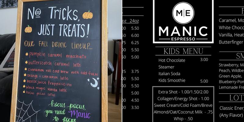 Manic Espresso Menu