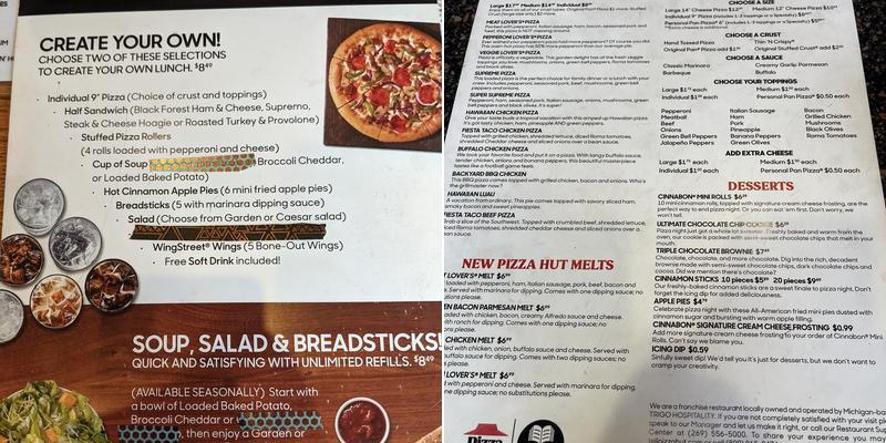 Pizza Hut Menu