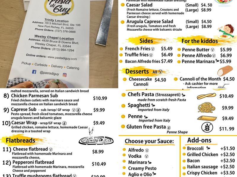 Pasta di Guy Trinity Menu