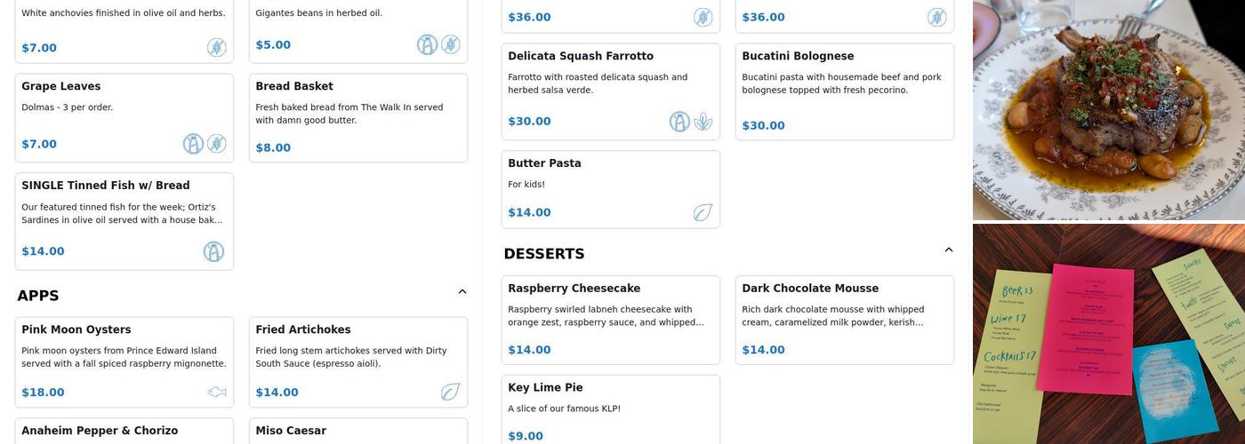 Stumble Out Bar Menu