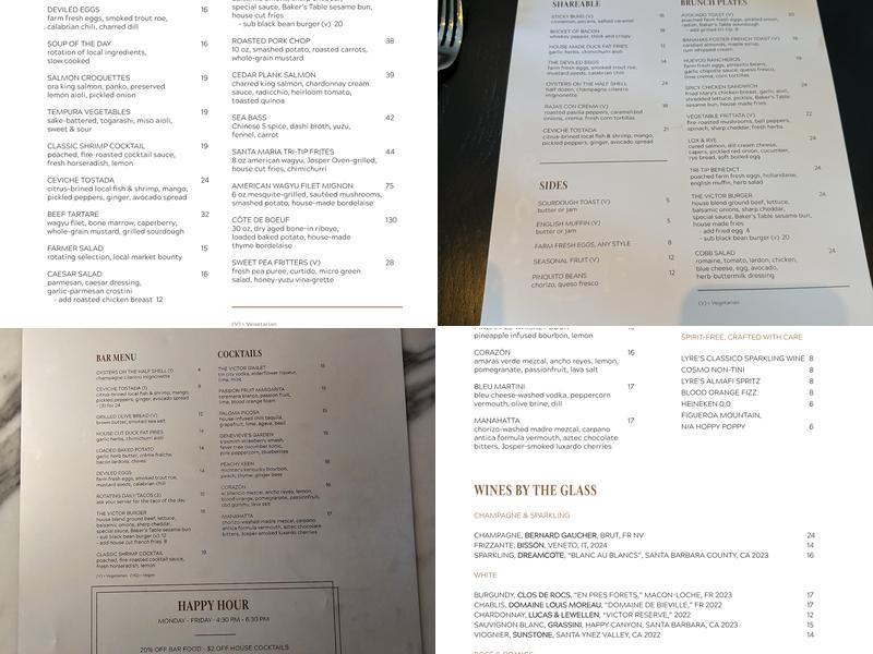 The Victor Restaurant and Bar Menu
