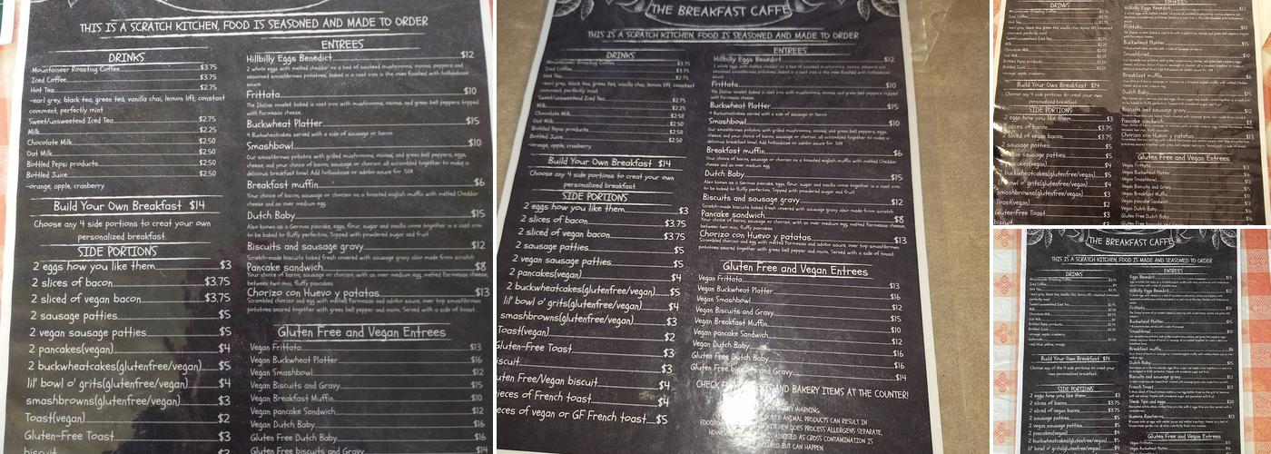 The Breakfast Caffe Menu