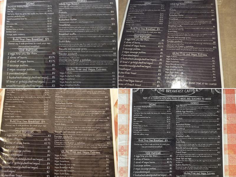 The Breakfast Caffe Menu